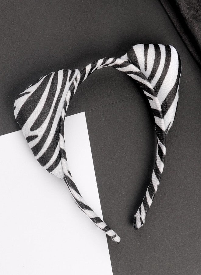 AIDVPOD Zebra Headband Cat Ears Hair Band Cute Animal Hair Accessories for Women Halloween Party Headwear - Image 4